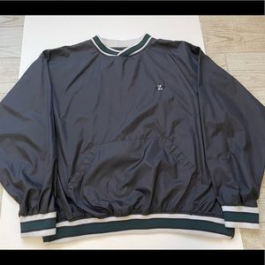 VINTAGE Black Jerzees Pullover V-Neck Nylon Windbreaker Adult Size XL